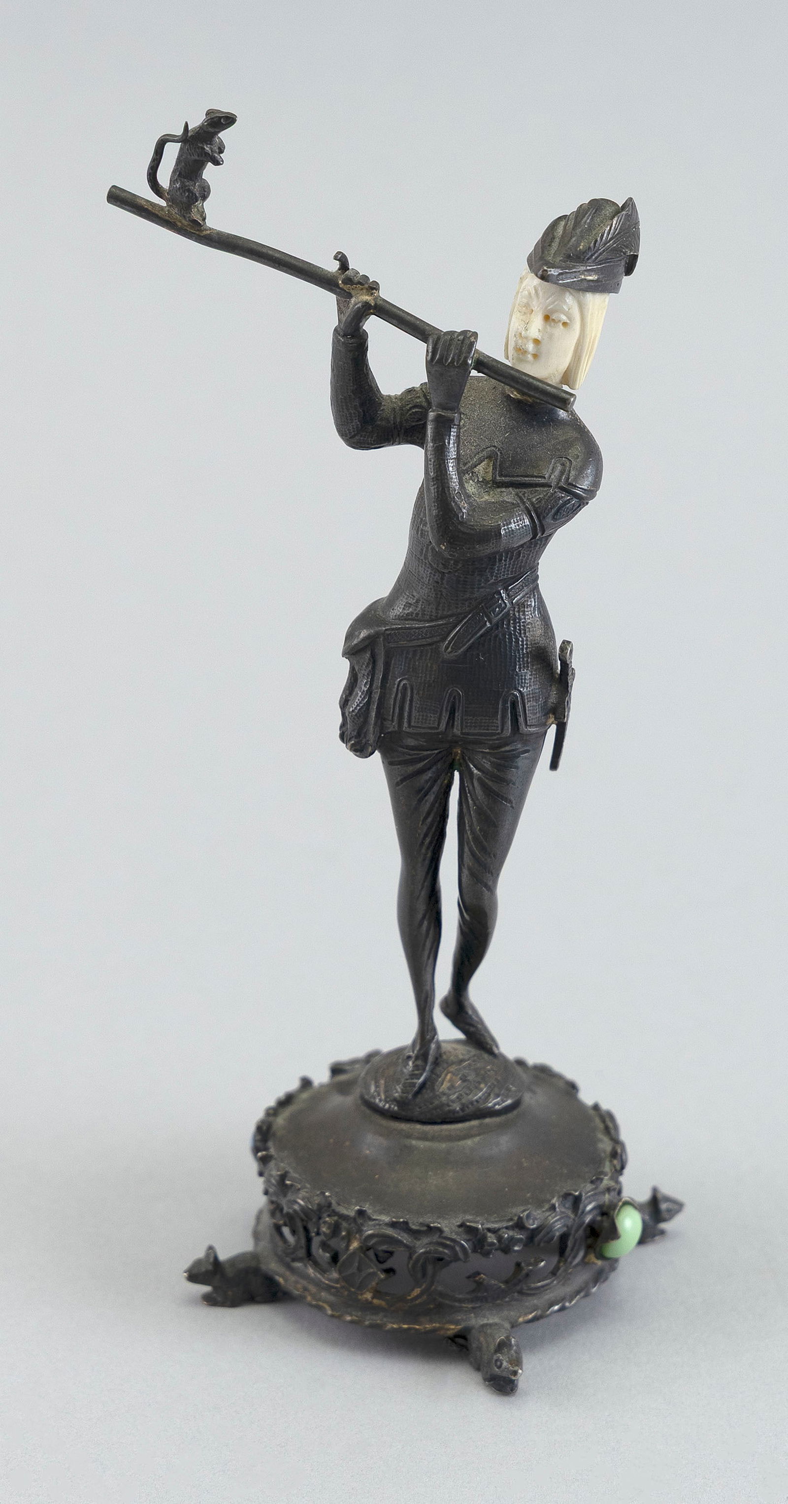 GERMAN STERLING SILVER CABINET FIGURE OF THE PIED PIPER Late 19th Century Approx. 5.0 troy oz. (1 of 4)