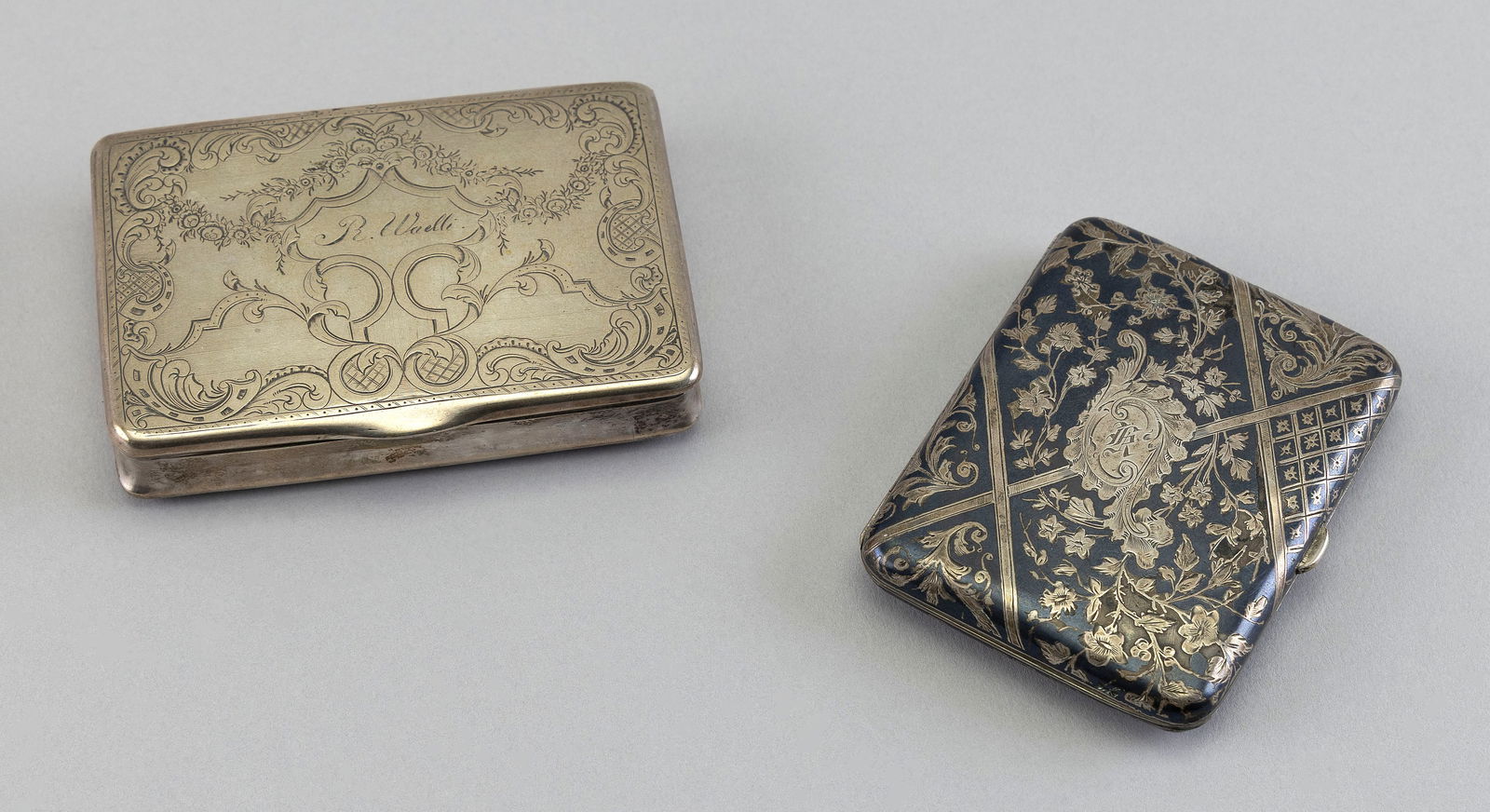 TWO CONTINENTAL SILVER CASES 19th Century Approx. 5.9 troy oz. (1 of 3)