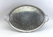 GEORGE III STERLING SILVER HANDLED WAITER London, Late 18th Century Approx. 146.0 troy oz.