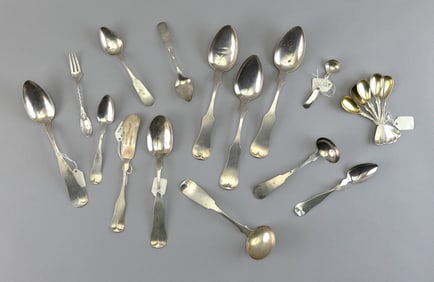 NINETEEN PIECES OF EARLY AMERICAN COIN AND STERLING SILVER 18th/19th Century Approx. 16.2 troy oz.