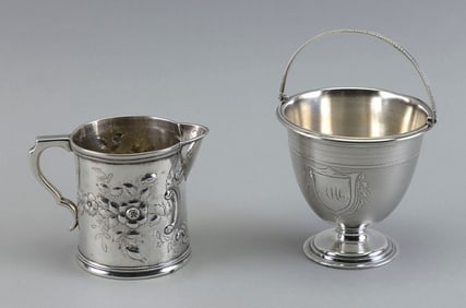 TWO PIECES OF AMERICAN COIN SILVER Early to Mid-19th Century Approx. 9.8 troy oz.