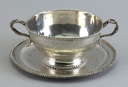WILLIAM GALE & SON COIN SILVER BOWL WITH UNDERPLATE New York, Mid-19th Century Approx. 10.7 troy oz.