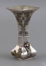JAPANESE ENAMELED STERLING SILVER VASE Meiji Period (Late 19th/Early 20th Century) Approx. 7.4 troy