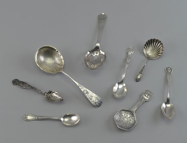 EIGHT SILVER SPOONS 19th Century Approx. 9.0 troy oz.
