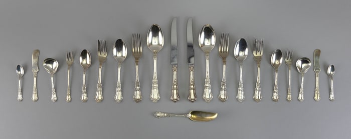 GORHAM "OLD BARONIAL" STERLING SILVER FLATWARE SET Providence, Rhode Island, Early 20th Century