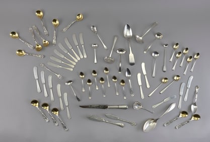 APPROX. 61 PIECES OF STERLING SILVER FLATWARE Approx. 48.8 troy oz. weighable