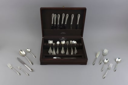 GORHAM "LILY OF THE VALLEY" STERLING SILVER FLATWARE SET Providence, Rhode Island, Mid-20th Century