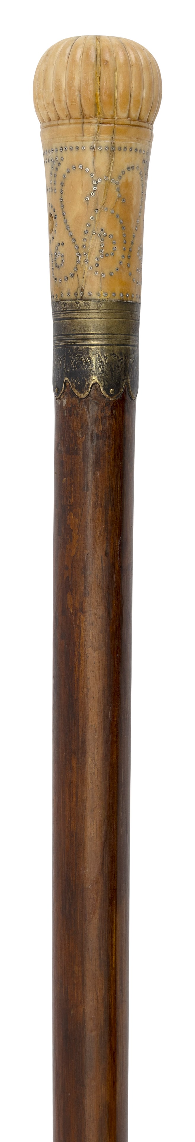 CANE WITH PIQUE HANDLE France/England, 17th Century Length 33.5".