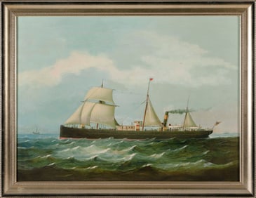 CHINESE SCHOOL (19th Century,), Ship portrait., Oil on canvas, 23" x 31". Framed 26" x 36".