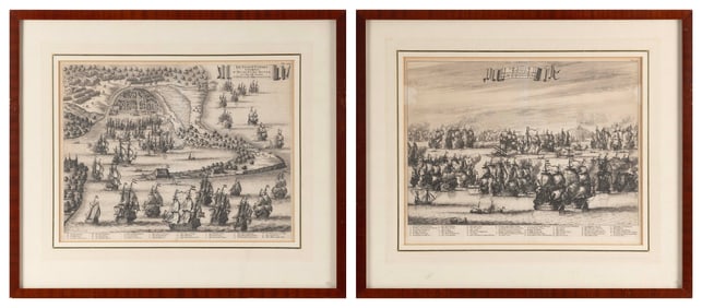 TWO DUTCH MARINE ENGRAVINGS Late 18th/Early 19th Century 11.5" x 14.5" sight. Framed 17.25" x