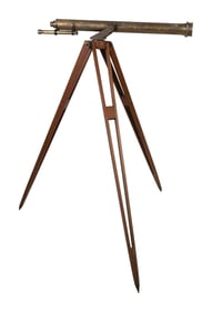 ENGLISH TELESCOPE ON TRIPOD 19th Century Height on stand 70". Length closed 42".