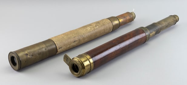 TWO TELESCOPES 19th Century Lengths closed 16" and 20.5".