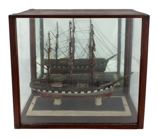 CASED MODEL OF THE THREE-MASTED SHIP "CONSTABLE", Late 19th Century Case height 17.75". Length