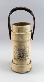 ENGLISH LEATHER POWDER BUCKET 19th Century or Earlier Height 14".