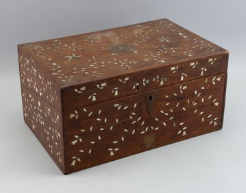 INLAID HARDWOOD WRITING DESK 19th Century Height 7.5". Width 14.75". Depth 10".