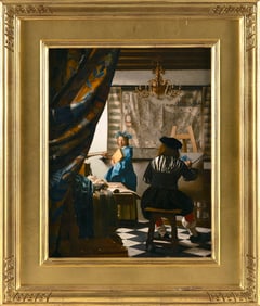 AFTER JOHANNES VERMEER (Contemporary,), Copy of "The Art of Painting", Gicl?e print on canvas, 14" x