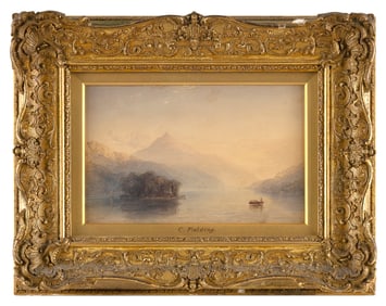 ANTHONY VANDYKE COPLEY FIELDING (England, 1787-1855), Mountain lake., Watercolor on paper, 5.5" x