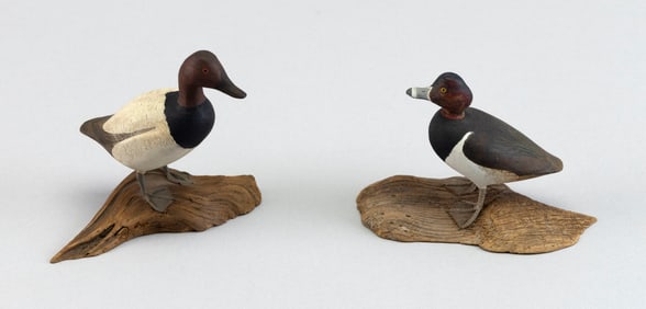 HAROLD GIBBS MINIATURE CANVASBACK DRAKE AND RING-NECKED DRAKE Barrington, Rhode Island, 1886-1970
