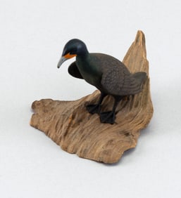 HAROLD GIBBS MINIATURE CORMORANT Barrington, Rhode Island, 1886-1970 Height 2.5".