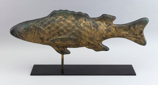 ZINC FISH WEATHER VANE Height 12". Length 26". Width 4".