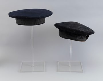 TWO SAILOR'S BLUE DRESS CAPS 19th Century Diameters 10.5".