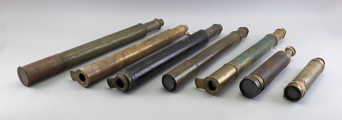 SEVEN TELESCOPES 19th/Early 20th Century Lengths closed from 7.5" to 23".