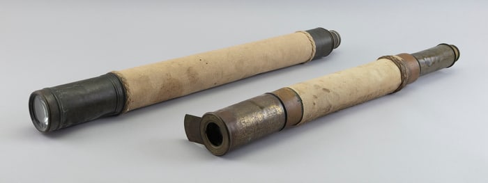 TWO BRASS TELESCOPES Late 19th/Early 20th Century Lengths closed 21" and 27.25".