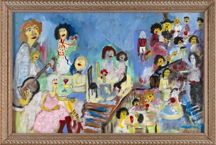 EDWARD BANFORD LEAMAN (Massachusetts, 1946-2023), Figural scene., Mixed media, 14.75" x 23.75"