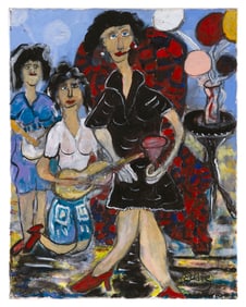EDWARD BANFORD LEAMAN (Massachusetts, 1946-2023), Musicians., Oil on canvas, 20" x 16". Unframed.