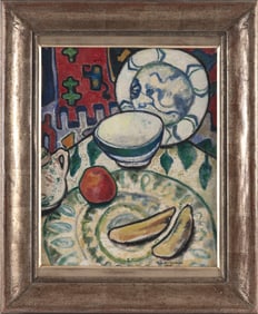 ALEXANDER WARSHAWSKY (California/Ohio, 1887-1945), Tabletop still life., Oil on canvas, 20" x 16".