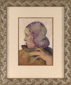 GEORGE BIDDLE (Pennsylvania/California, 1885-1973), A woman in profile., Watercolor on paper, 13.5"