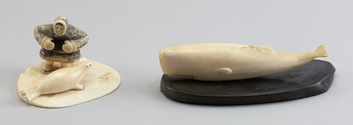 TWO IVORY CARVINGS 19th Century