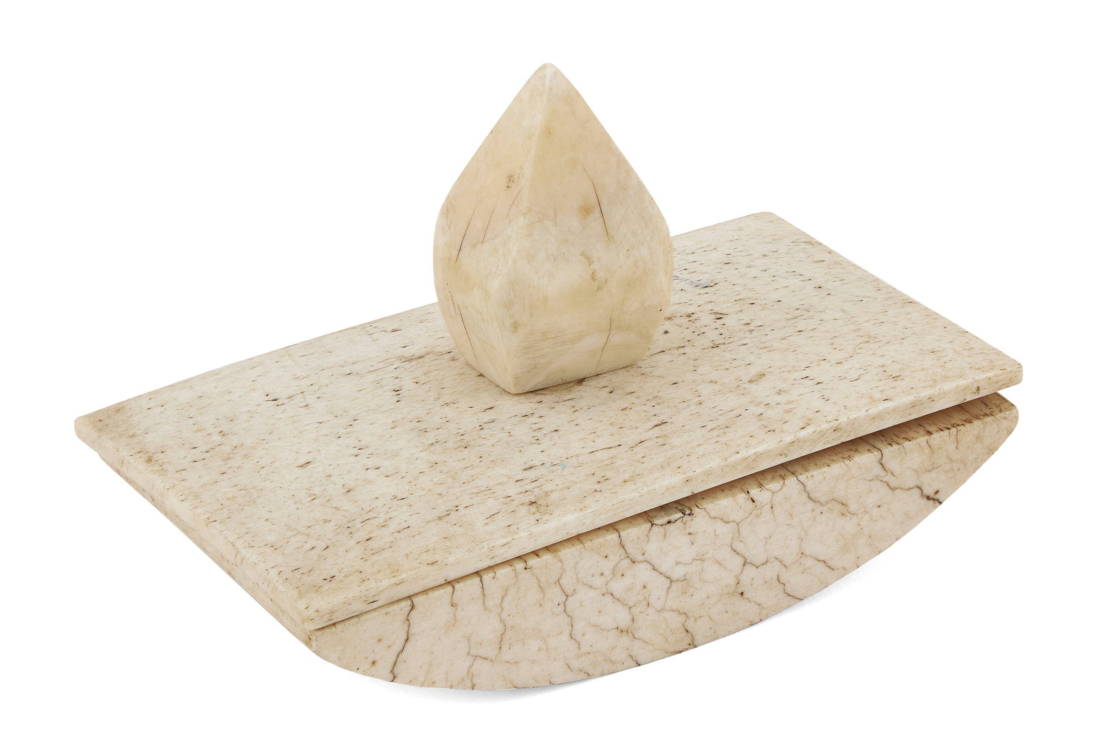 WHALEBONE BLOTTER 19th Century Length 5.75".: WHALEBONE BLOTTER19th CenturyFaceted teardrop-shaped handle probably carved from whale ivory.Length 5.75".