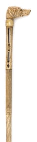 CANE WITH CARVED AND INLAID WHALEBONE SHAFT 19th Century Length 30.75".