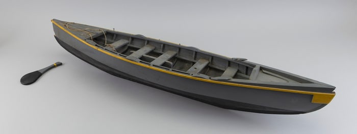 WOODEN MODEL OF A WHALEBOAT 20th Century Height 5.5". Length 33".