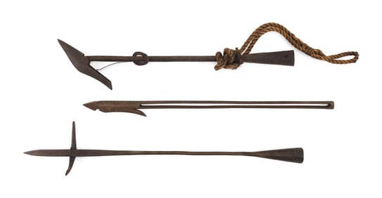 THREE WHALING IRONS 19th/Early 20th Century Lengths from 24" to 28.25".