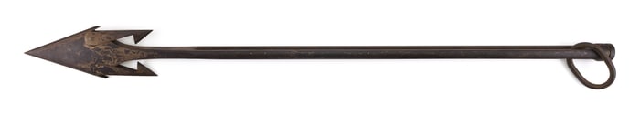 ADJUSTABLE DOUBLE-FLUE HARPOON FOR A GUN England, Late 19th/Early 20th Century Length 50.75".