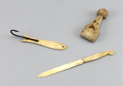 THREE WHALEBONE IMPLEMENTS Second Half of the 19th Century Lengths from 4" to 8".