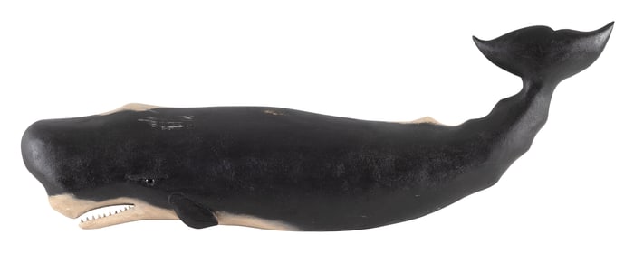 ROGER MITCHELL CARVED SPERM WHALE PLAQUE Massachusetts, Contemporary Length 24".