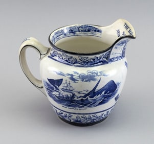 "THE WHALING CITY" BUFFALO POTTERY PITCHER Early 20th Century Height 6.25". Length 7.25".