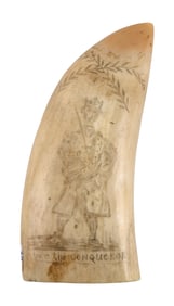 SCRIMSHAW WHALE'S TOOTH 19th Century Length 4.75".