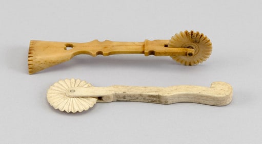 TWO WHALEBONE PIE CRIMPERS 19th Century Lengths approx. 7".