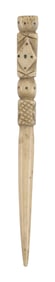 CARVED AND POLYCRHOMED WHALEBONE BODKIN 19th Century Length 5.5".