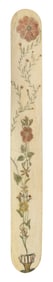 POLYCHROME SCRIMSHAW WHALEBONE BUSK 19th Century Length 14.5". Width 1.75".