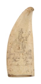 SCRIMSHAW WHALE'S TOOTH WITH EXOTIC PORTRAIT 19th Century Length 6".