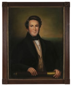 AMERICAN SCHOOL (19th Century,), Portrait of a sea captain, purportedly Captain Ebeneezer Linnell of