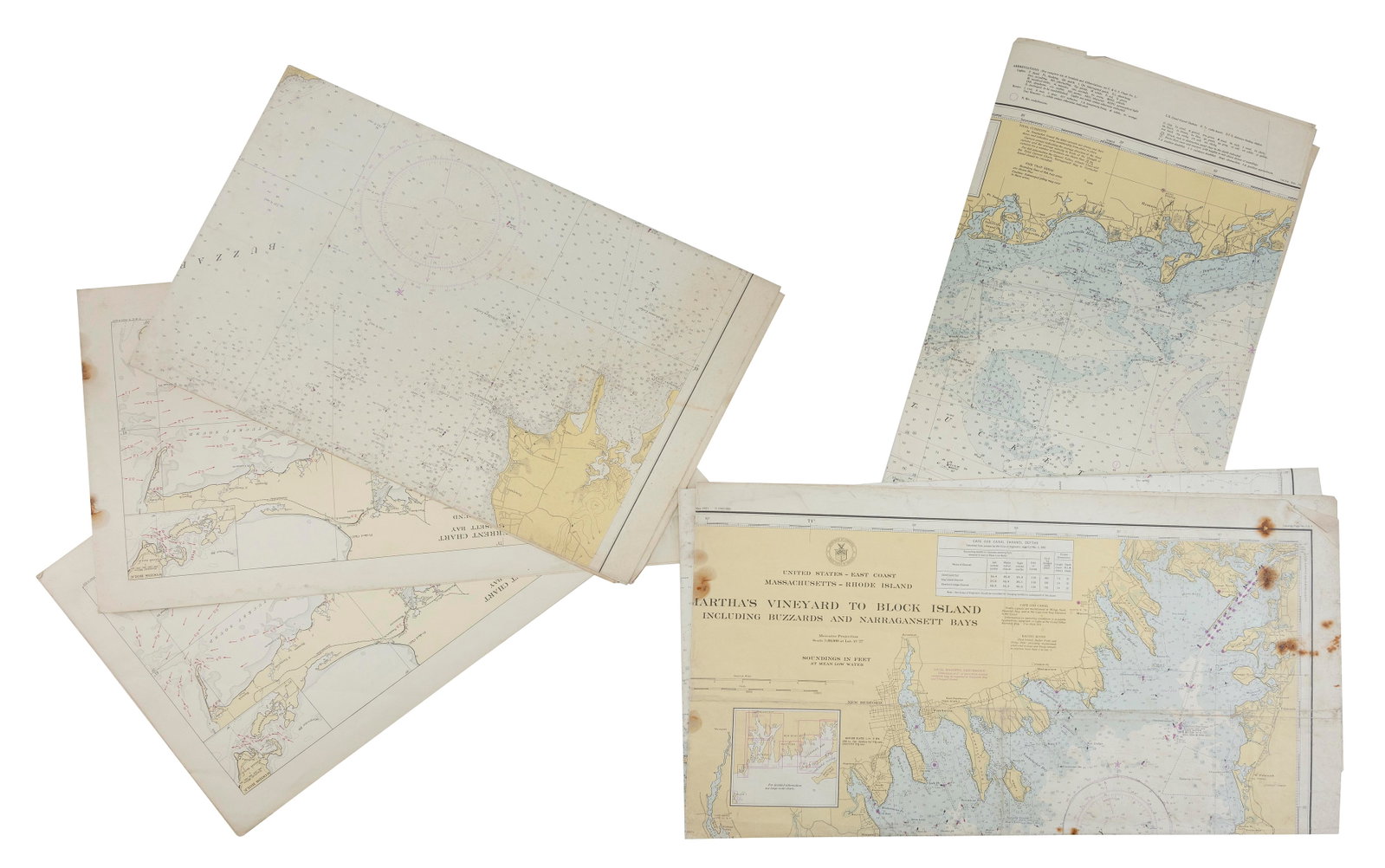 LOT OF MARITIME CHARTS 20th Century: LOT OF MARITIME CHARTS 20th Century Provenance: The Collection of Bob and Nina Hellman, Nantucket, Massachusetts.
