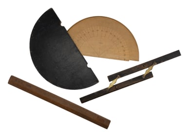 THREE WOODEN NAVIGATIONAL ITEMS 19th/Early 20th Century Lengths to 21.25".