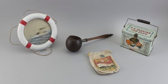 FOUR MARITIME-RELATED ITEMS 19th Century to First Half of the 20th Century Frame diameter 9.5".