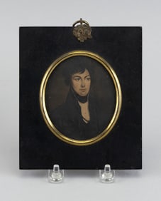 AMERICAN SCHOOL (19th Century,), Miniature bust portrait of a gentleman., Mixed media on paper,